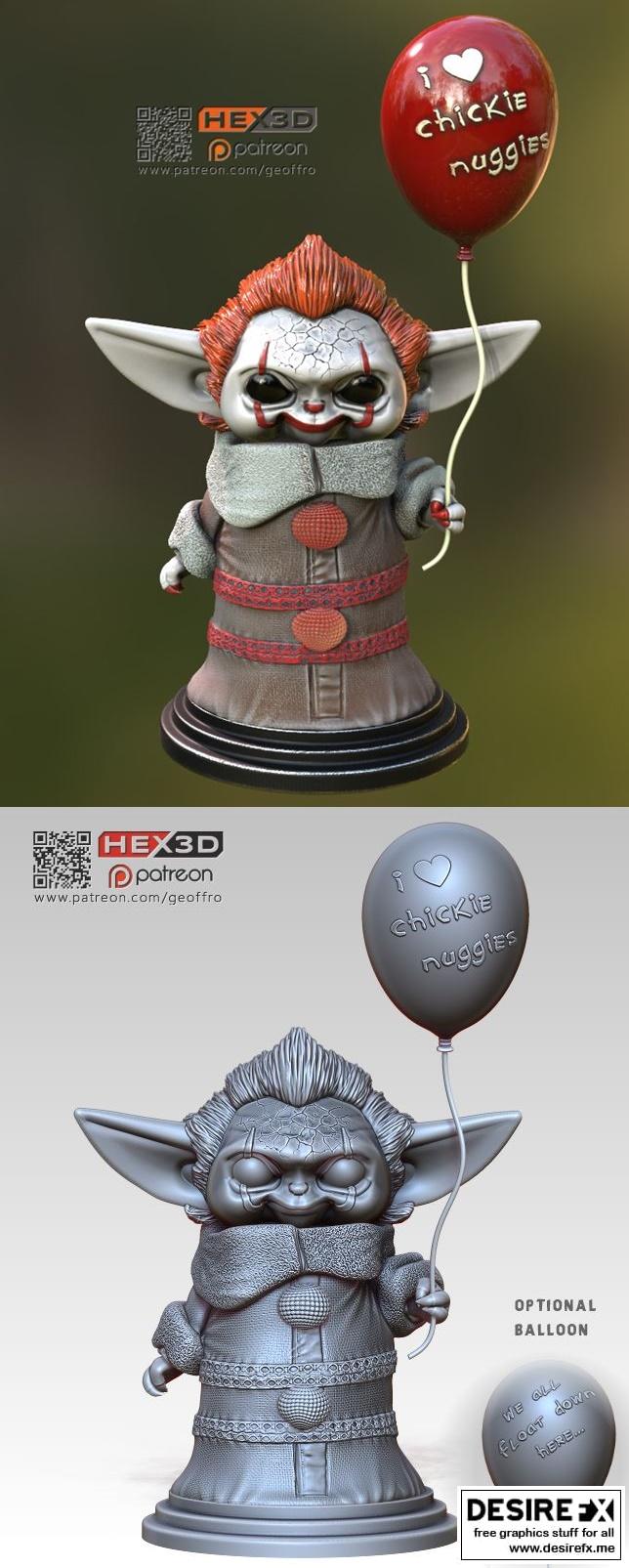 Baby Yoda 3D打印模型|Baby Pennywise – Hex3D – Grogu – Baby Yoda