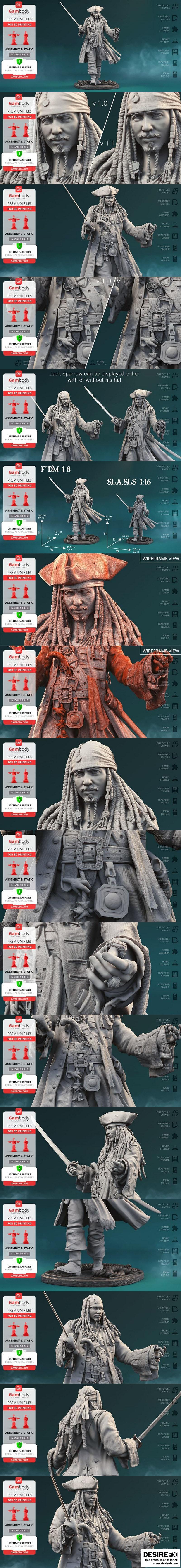 加勒比海盗3D打印模型：杰克·斯派罗|Jack Sparrow – Pirates of the Caribbean – 3D Print Model