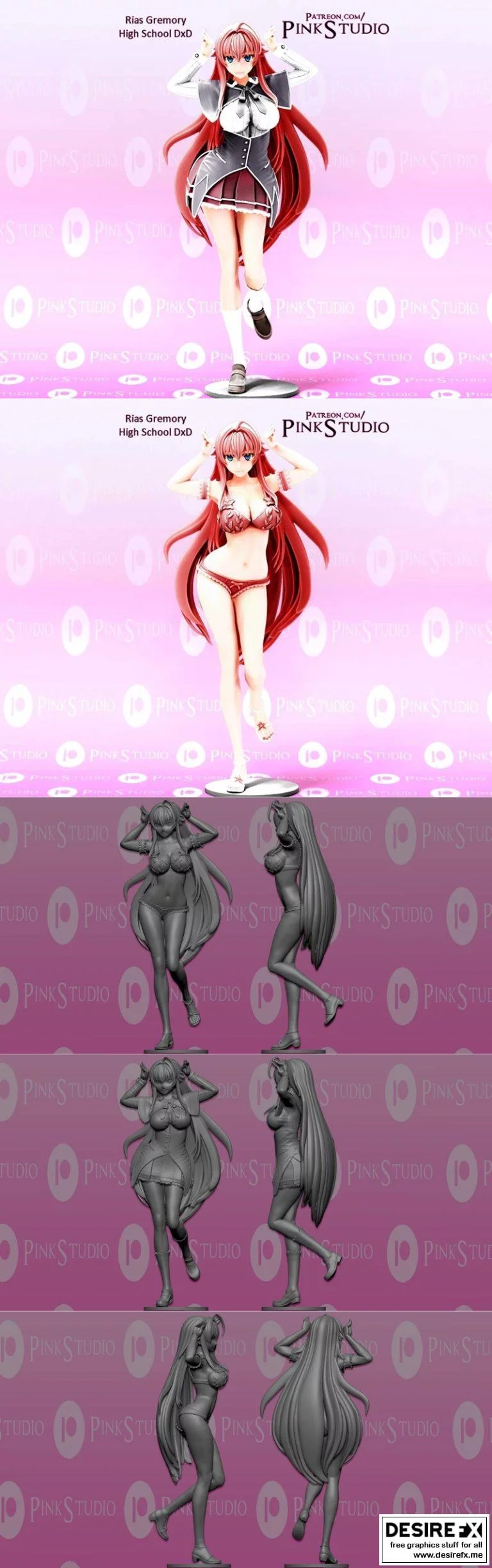 Rias Gremory 3D打印模型：贵族之刃与天使之姿|Rias Gremory