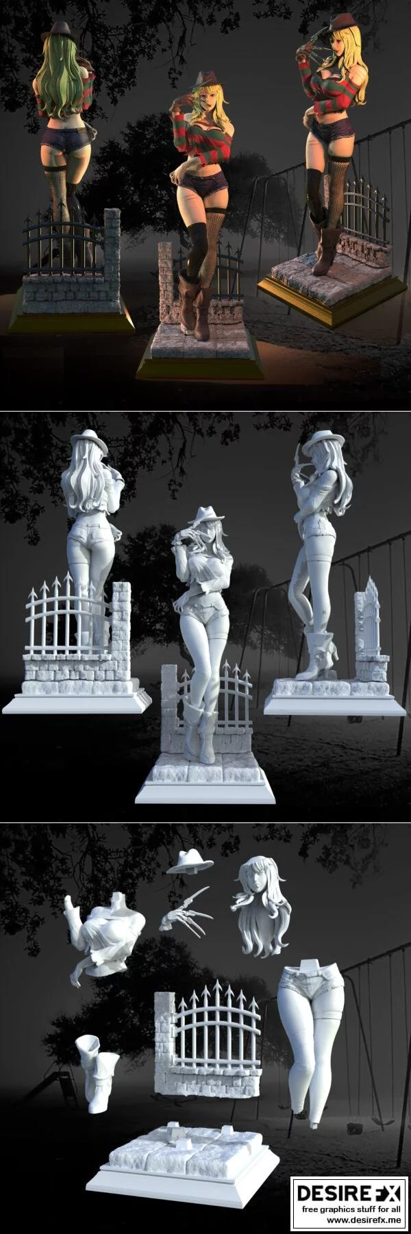 弗雷迪·克鲁格 3D打印少女模型|Freddy Krueger Bishoujo