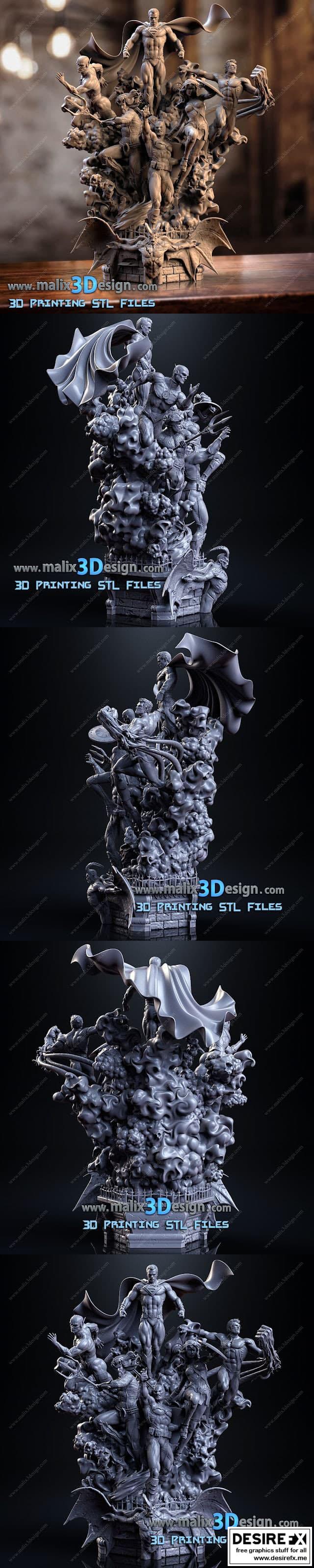正义联盟 Diorama 3D打印模型|Justice League Diorama Statue STL