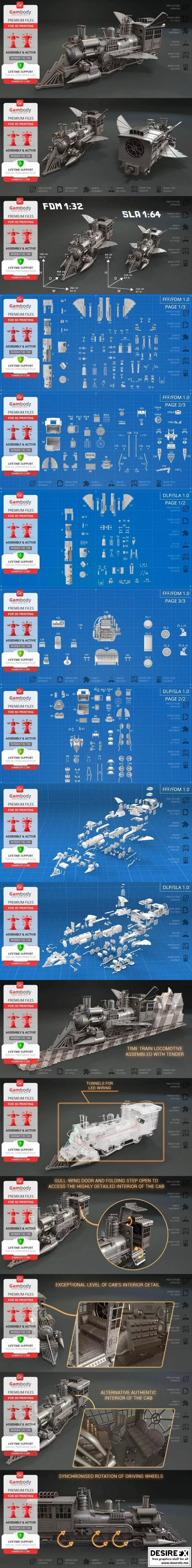 儒勒凡尔纳火车模型——回到未来3——3D打印版|Jules Verne Train Locomotive – Back to the Future 3 – 3D STL Printing Model