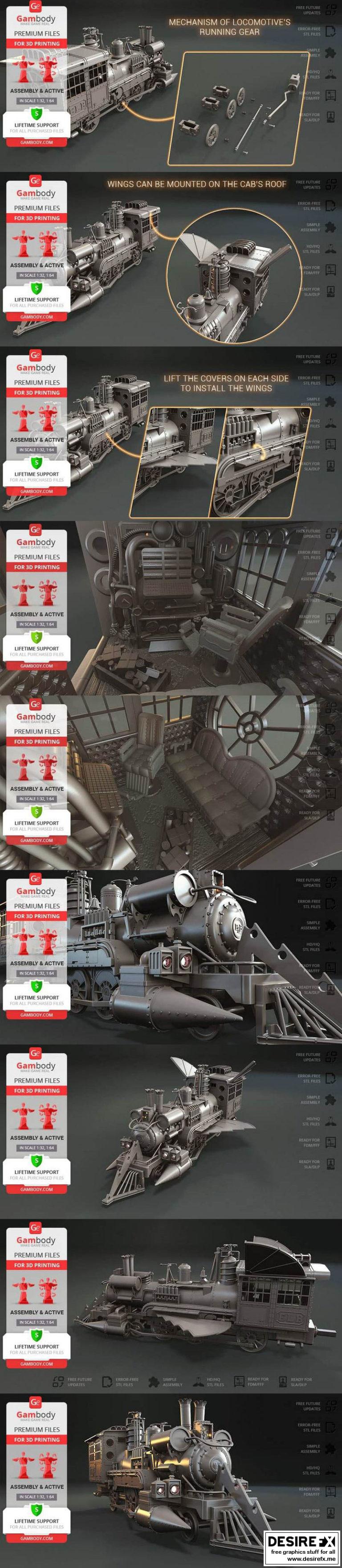 儒勒凡尔纳火车模型——回到未来3——3D打印版|Jules Verne Train Locomotive – Back to the Future 3 – 3D STL Printing Model