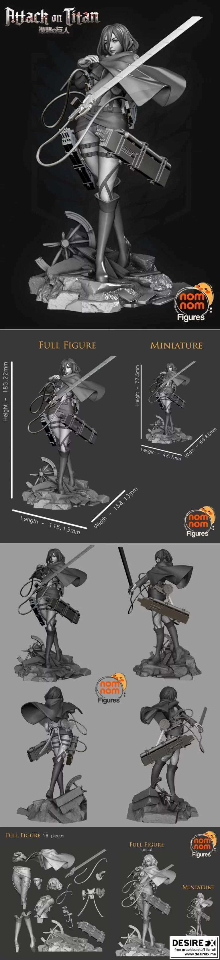 《进击的巨人》Mikasa阿克曼 3D打印模型|Mikasa Ackerman – Attack on Titan