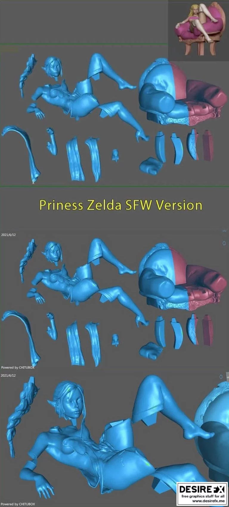 塞尔达传说 丽莎莉娅 3D打印模型|Princess Zelda