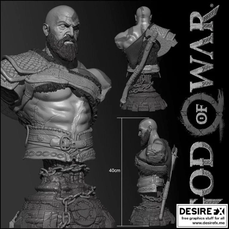 克雷多斯3D打印模型|Kratos Bust – 3D Print Model