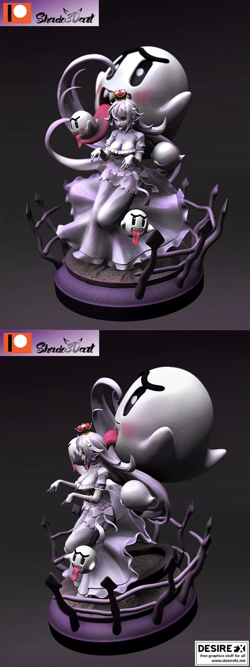 Mario, Princess Boo – 3D Print Model