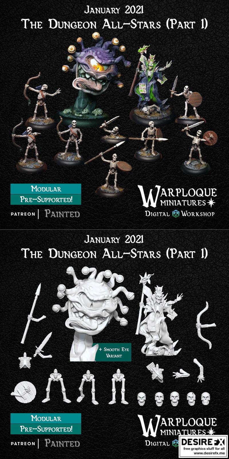 Warploque迷你模型—— dungeon all stars 第一部 3D打印角色模型|Warploque Miniatures – Dungeon All-Stars Part 1 – 3D Print Model