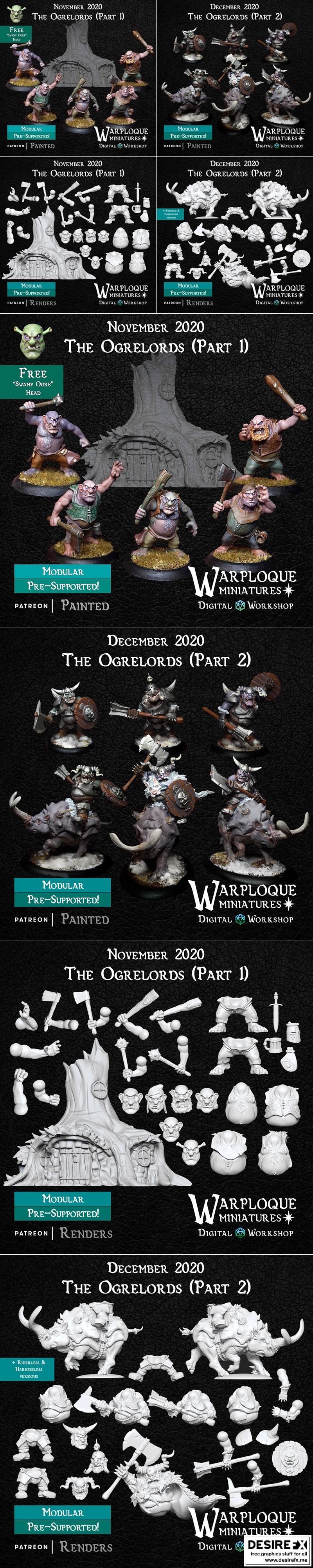 Warploque迷你模型：奥格雷洛德篇（第一至第二部分）3D打印版|Warploque Miniatures The Ogrelords Part 1-2 – 3D Print Model