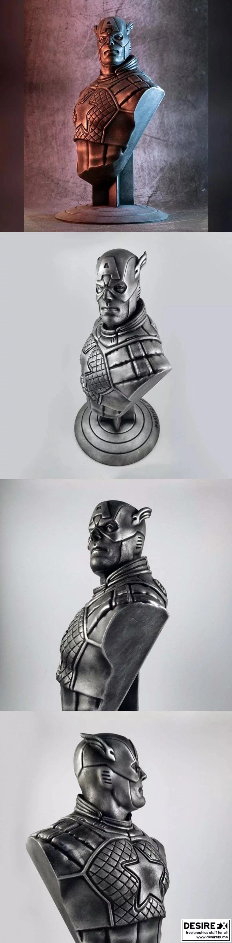 美国队长 3D打印模型|Captain America bust – 3D Print Model