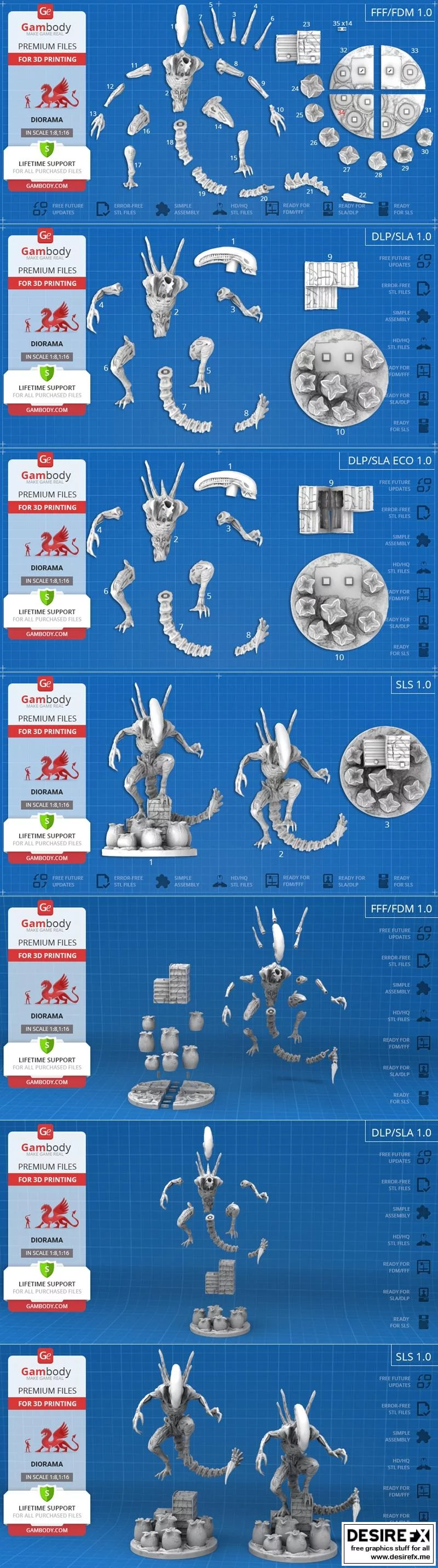 异形模型3D打印作品|Alien Xenomorph in Diorama – 3D Print Model