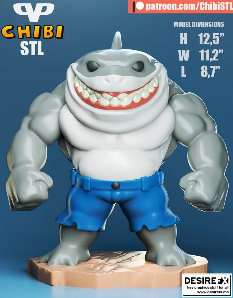 国王章鱼人萌系3D打印模型|King Shark Chibi – 3D Print Model
