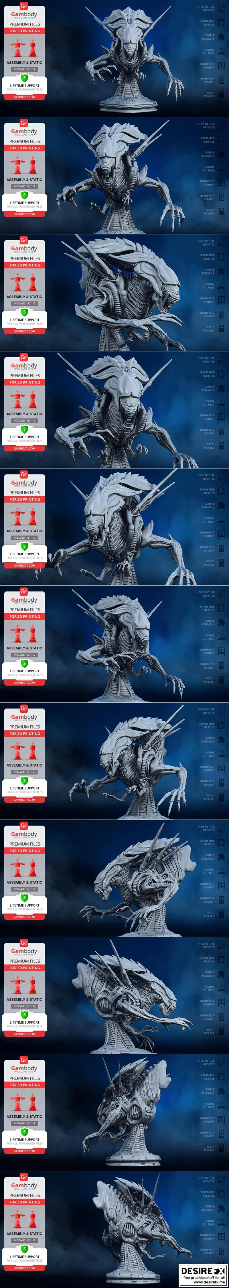 外星女王造型3D打印模型|Alien Queen Bust – 3D Print Model