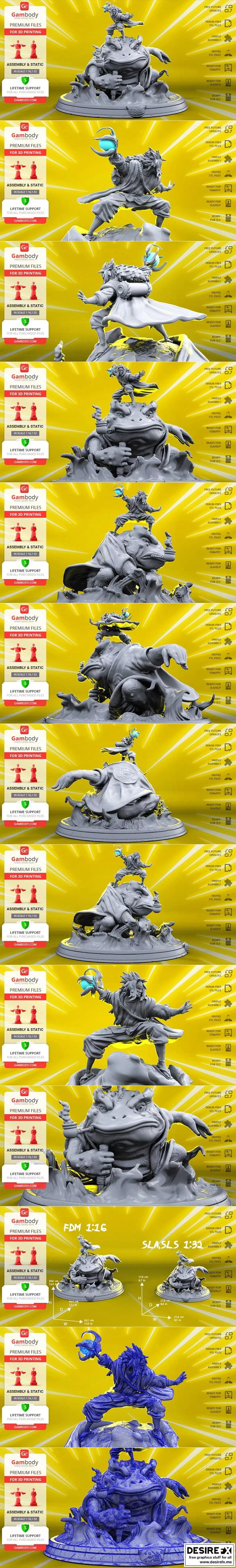 波风水门与大筒木桃地 3D打印模型|Jiraiya & Gamabunta – 3D Print Model