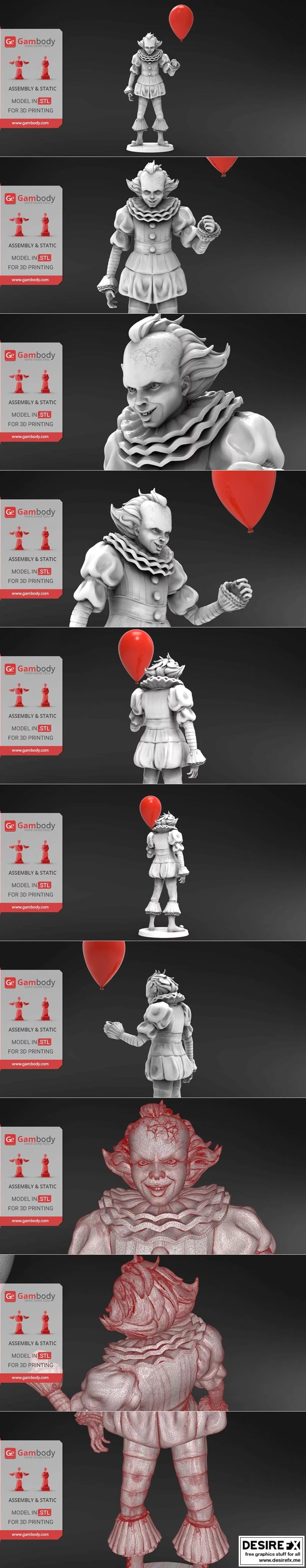 Pennywise小丑3D打印模型|Pennywise Clown from – 3D Print Model
