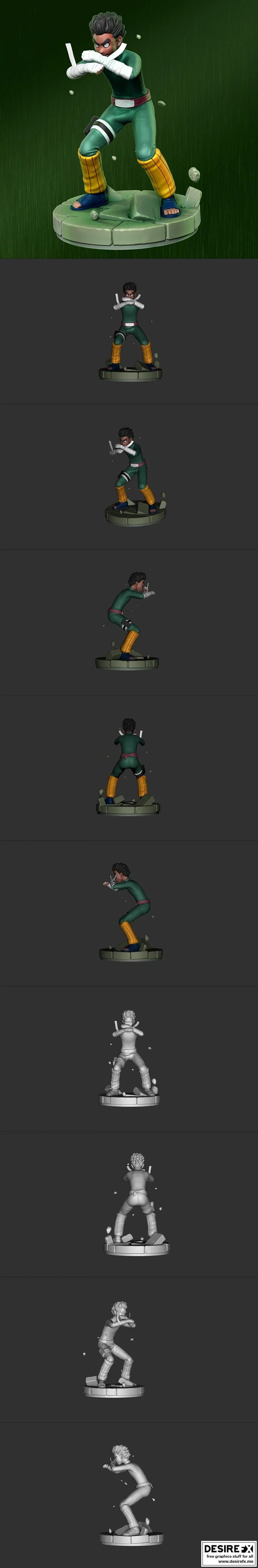 Naruto岩 Lee 3D打印模型|Rock Lee Naruto – 3D Print Model