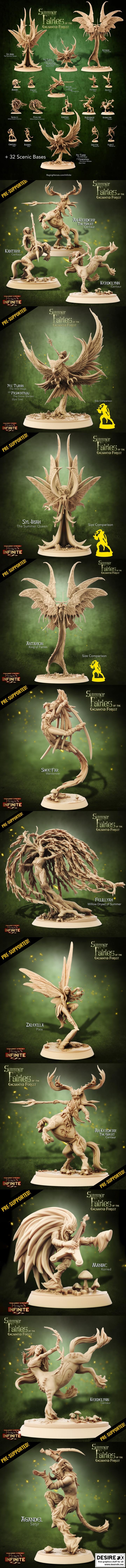 英雄无限—— enchanted森林的夏日精灵 3D打印模型|Heroes Infinite – Summer Fairies Of The Enchanted Forest – 3D Print Model