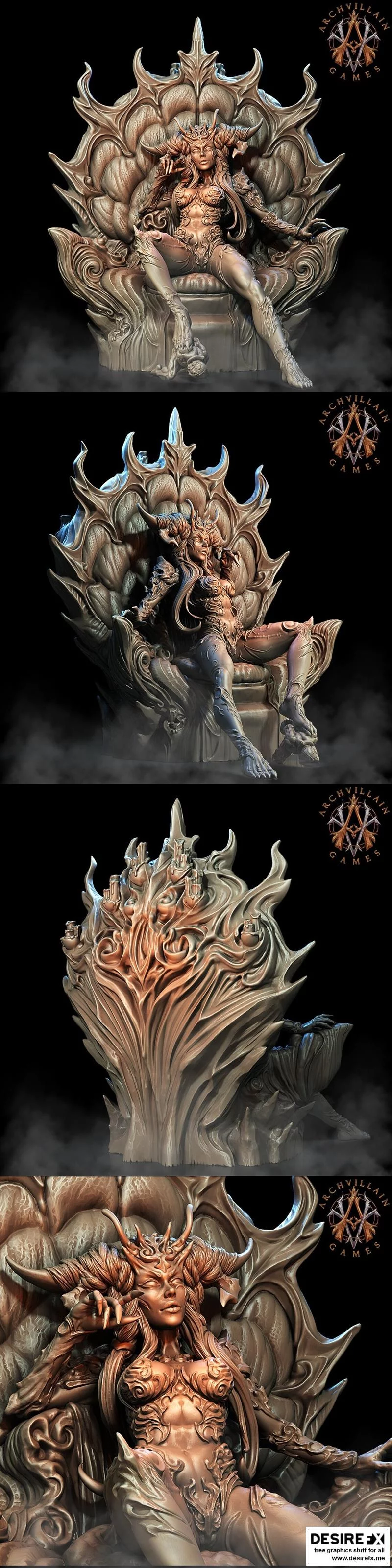 女王纳玛赫坐于王座——3D打印模型|Queen Naamah on Throne – 3D Print Model