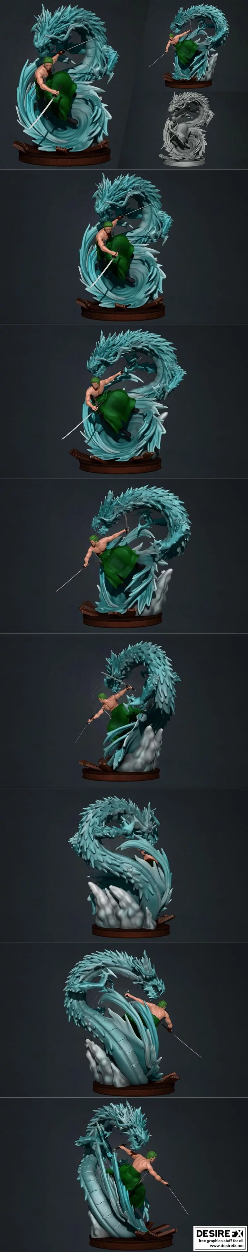 《海贼王》Zoro 3D打印模型|One Piece Roronoa Zoro (Washed) – 3D Print Model