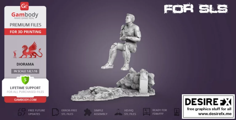 完美幻境—— defeated铁人 3D打印模型|Complete Diorama-The Defeated Iron Man – 3D Print Model