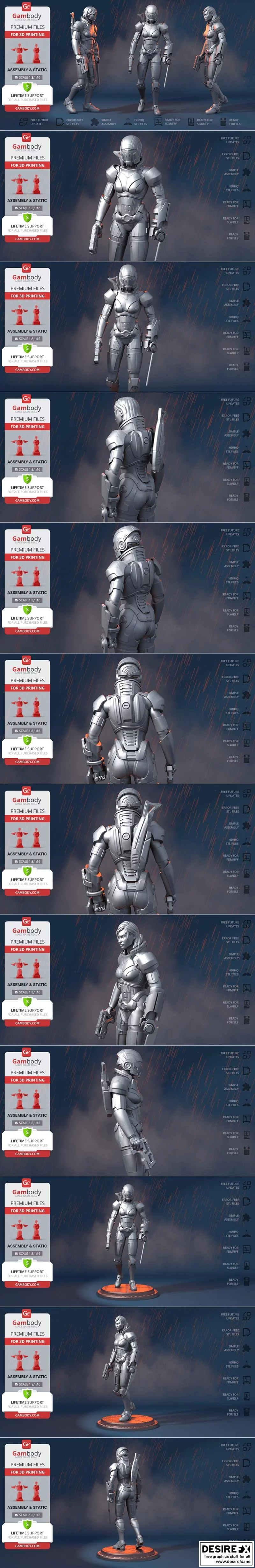 女武神Shepard 3D打印模型|Female Shepard – 3D Print Model