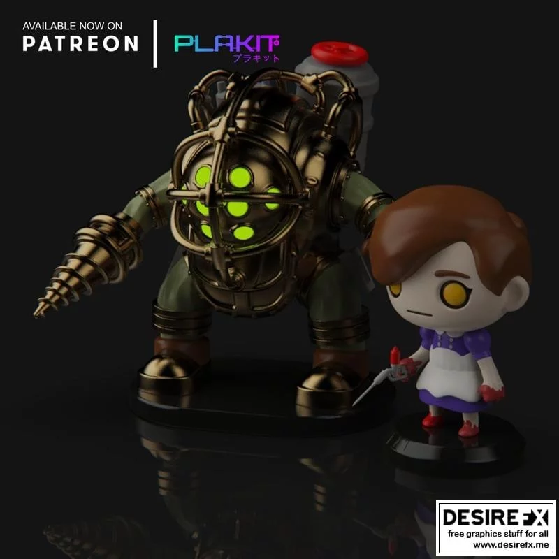 生化危机 大爸爸与小妹妹 3D打印模型|Bioshock – Big Daddy & Little Sister – 3D Print Model