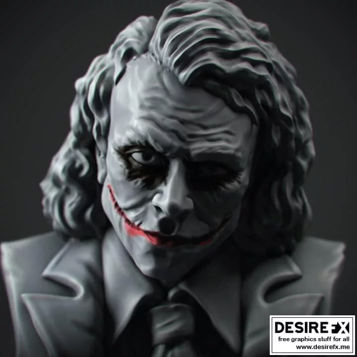 小丑 - 海斯·莱德 - 3D打印模型|The Joker – Heath Ledger – Bust – 3D Print Model
