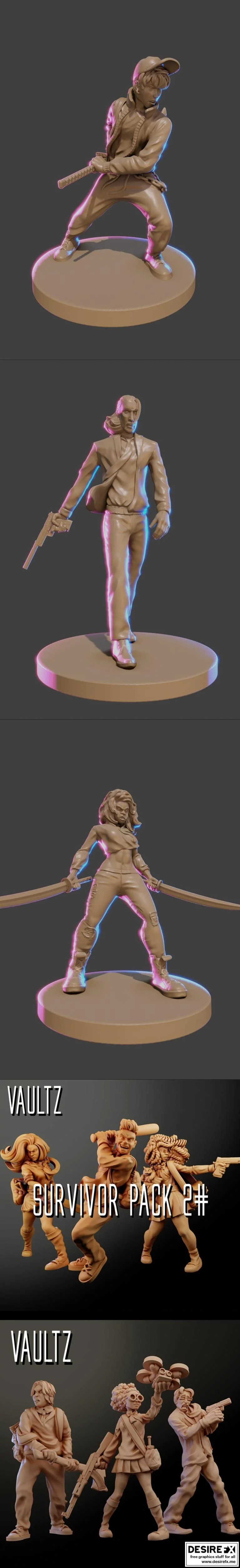 Vault Z生存套装1-4 3D打印模型|Vault Z – Survivor Pack 1-4 – 3D Print Model