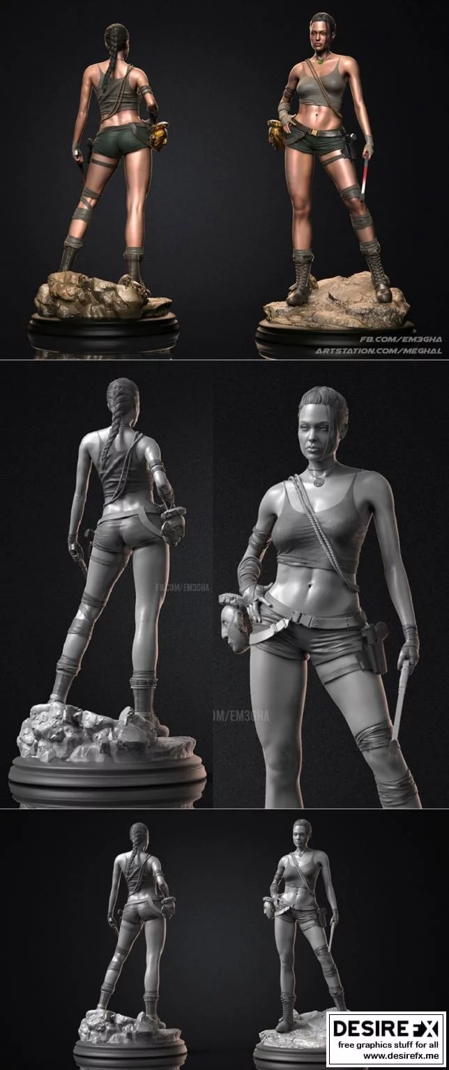 安吉丽娜·朱莉 雷娜·克罗夫特 3D打印模型|Angelina Jolie – Lara Croft – 3D Print Model