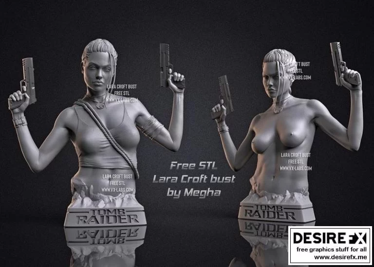 角斗士莉娜·克罗夫特 3D打印模型|Angelina Jolie – Lara Croft Bust – 3D Print Model