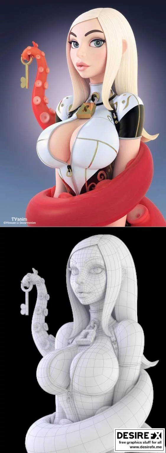 丹妮莉丝—章鱼—3D打印模型|Daenerys – Girl and Octopus – 3D Print Model