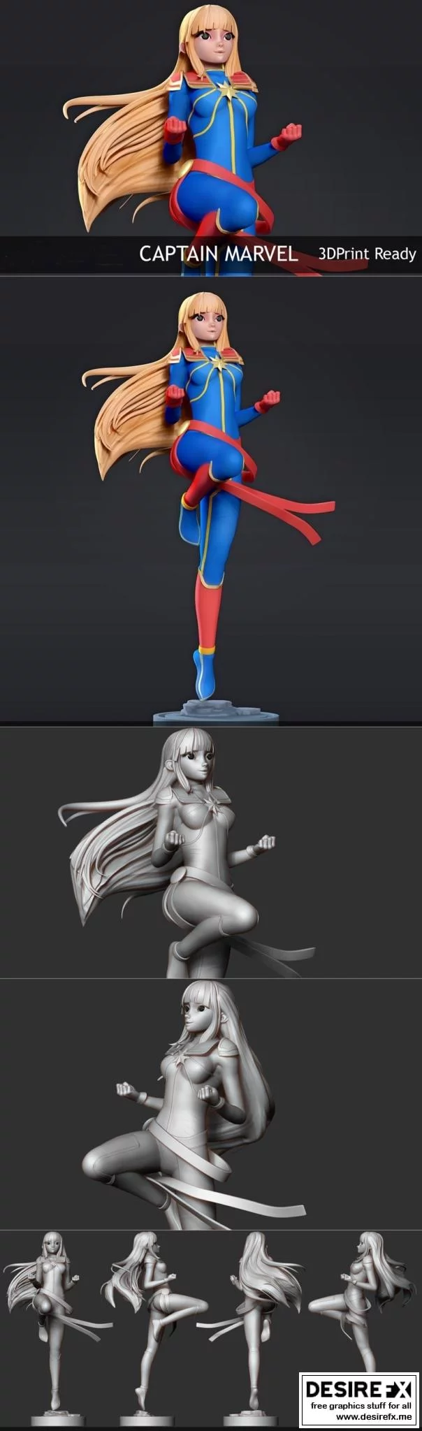 美国队长 3D打印模型|Captain Marvel – 3D Print Model