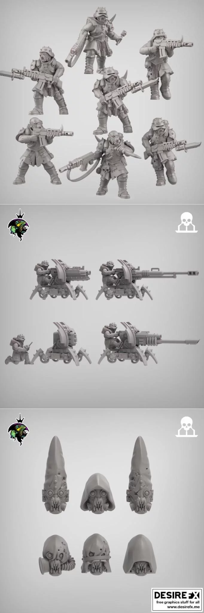 爬行类统治者——异端卫士 3D打印模型|Reptilian Overlords – Heretic Guard – 3D Print Model