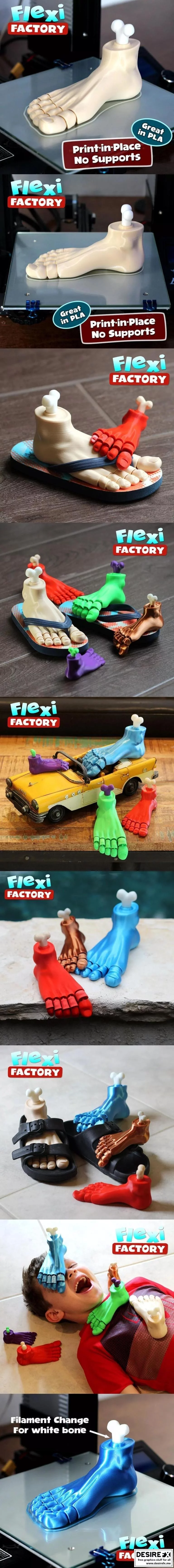 可打印内置脚部模型——《进击的巨人》艾伦·耶格尔|Flexi print-in-place foot – 3D Print Model