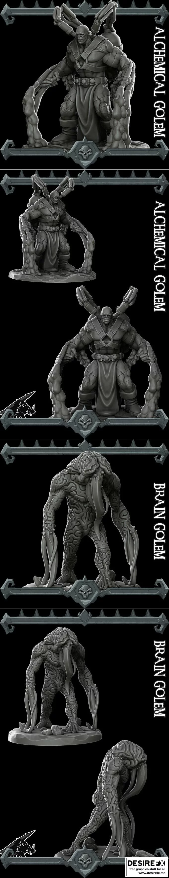 炼金傀儡与脑傀儡 3D打印模型|Alchemical Golem and Brain Golem – 3D Print Model