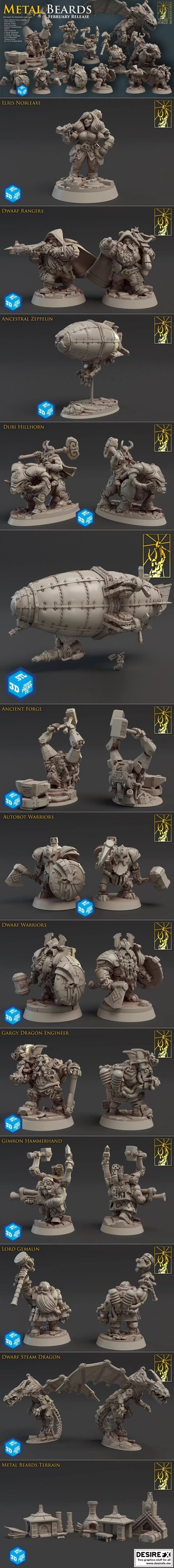 金属胡须——3D打印动漫角色模型|Metal Beards – 3D Print Model