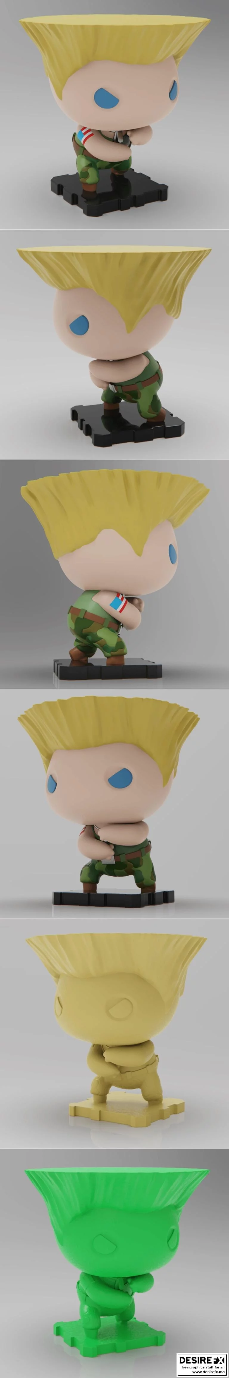 Guile - 3D打印模型：街头战士的立体再现|Guile – 3D Print Model
