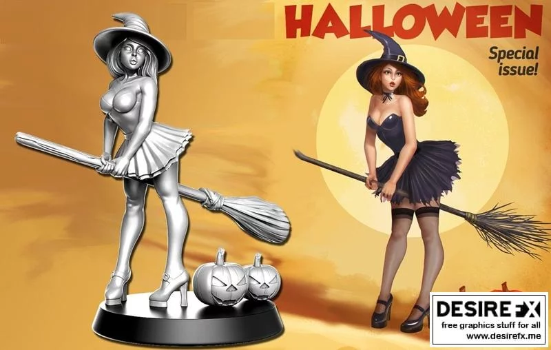 万圣节女巫 3D打印模型|Halloween Witch – 3D Print Model