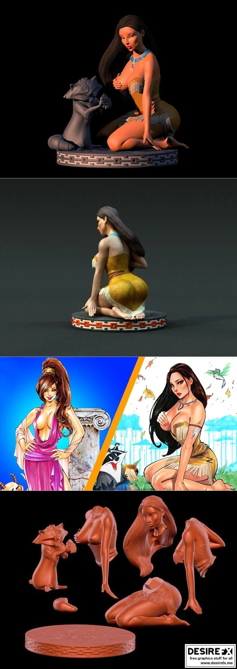 波卡洪塔斯 3D打印模型|Pocahontas – 3D Print Model