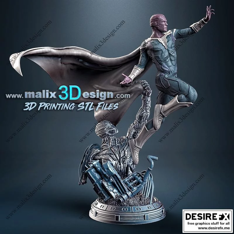 3D打印模型：赛博朋克霓虹侠|Vision – 3D Print Model