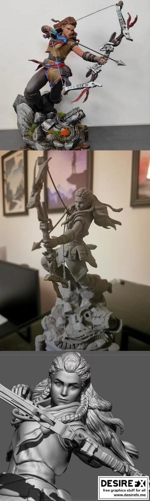 Aloy 3D打印模型：《地平线：零之曙光》角色复刻|Aloy – Horizon Zero Dawn – 3D Print Model