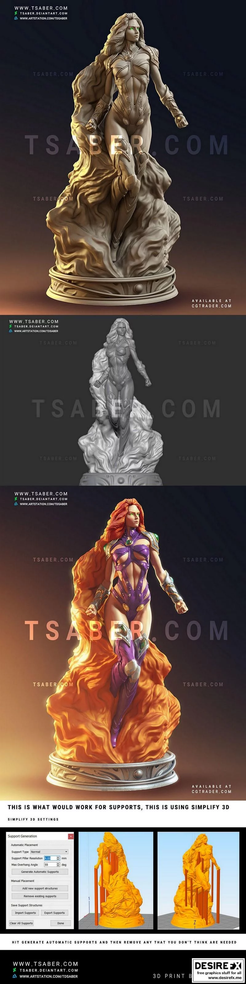 星火雕像——少年泰坦收藏款3D打印模型|Starfire Statue – Teen Titans Collectibles 3D print model