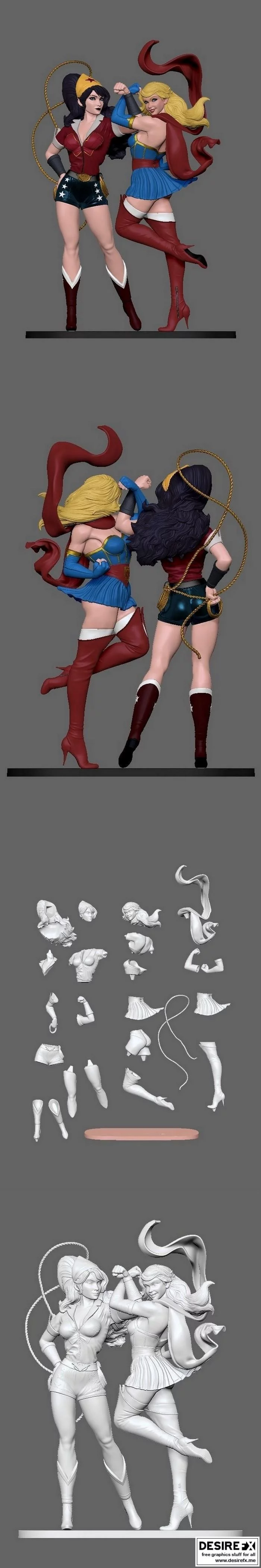 神奇女侠与超女3D打印模型|Wonder woman and supergirl 3D print model