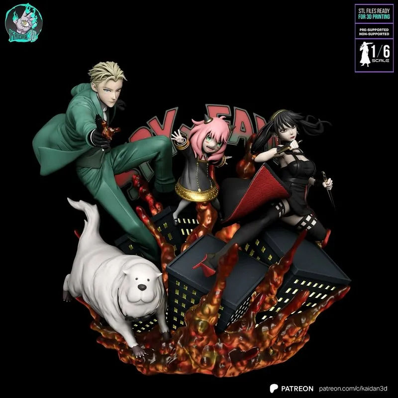 Kaidan – 绝对防护者 3D打印模型：洛伊德、约尔与艾妮娅|Kaidan – Loid, Yor and Anya (Spy x Family) – 3D Print Model