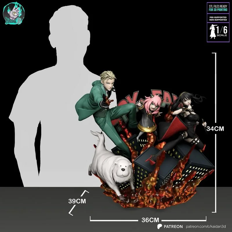 Kaidan – 绝对防护者 3D打印模型：洛伊德、约尔与艾妮娅|Kaidan – Loid, Yor and Anya (Spy x Family) – 3D Print Model