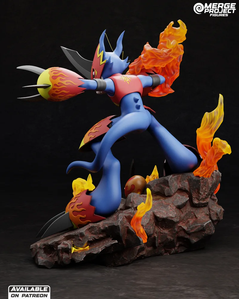 融合项目模型 - 魔神英雄传 - 火焰龙人 3D打印版|Merge Project Figures – Digimon – Flamedramon – 3D Print Model