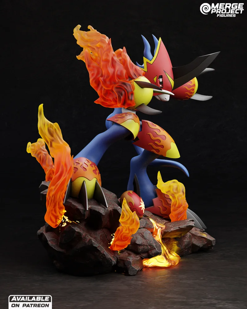 融合项目模型 - 魔神英雄传 - 火焰龙人 3D打印版|Merge Project Figures – Digimon – Flamedramon – 3D Print Model
