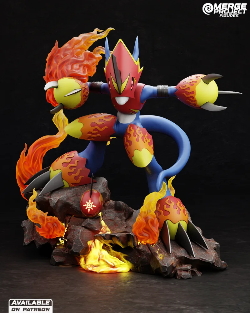 融合项目模型 - 魔神英雄传 - 火焰龙人 3D打印版|Merge Project Figures – Digimon – Flamedramon – 3D Print Model