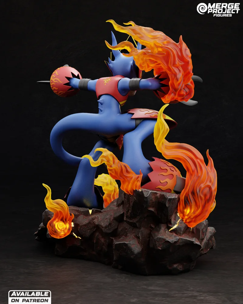 融合项目模型 - 魔神英雄传 - 火焰龙人 3D打印版|Merge Project Figures – Digimon – Flamedramon – 3D Print Model