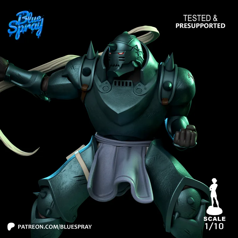 蓝喷雾——《钢之炼金术师》阿尔冯斯·艾尔利克 3D打印模型|Blue Spray – Alphonse Elric – 3D Print Model